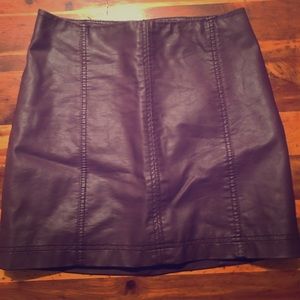 Burgundy leather skirt